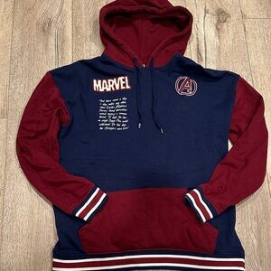 Marvel Men's Burgundy and Navy Hoodie